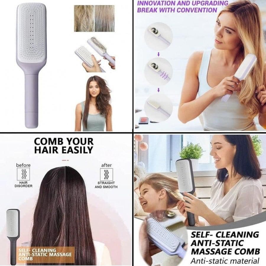 Self-cleaning Massage Comb for Adults and Kids- Pack of 1